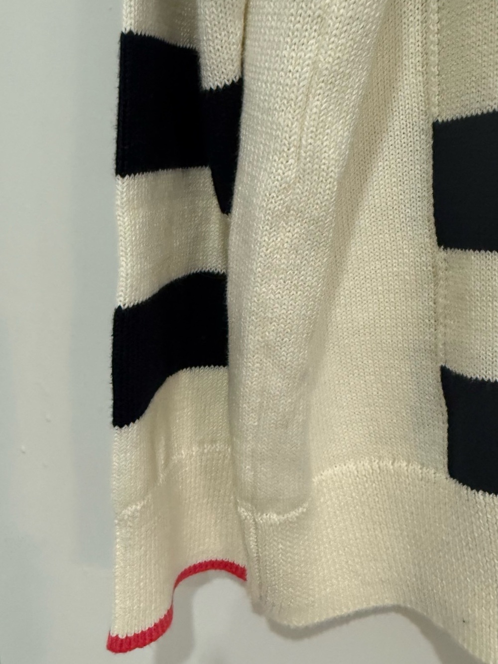 T by Talbots Cream and Navy Striped Cowl Sweater with Pink Trim NWT sz XL - Picture 4 of 10